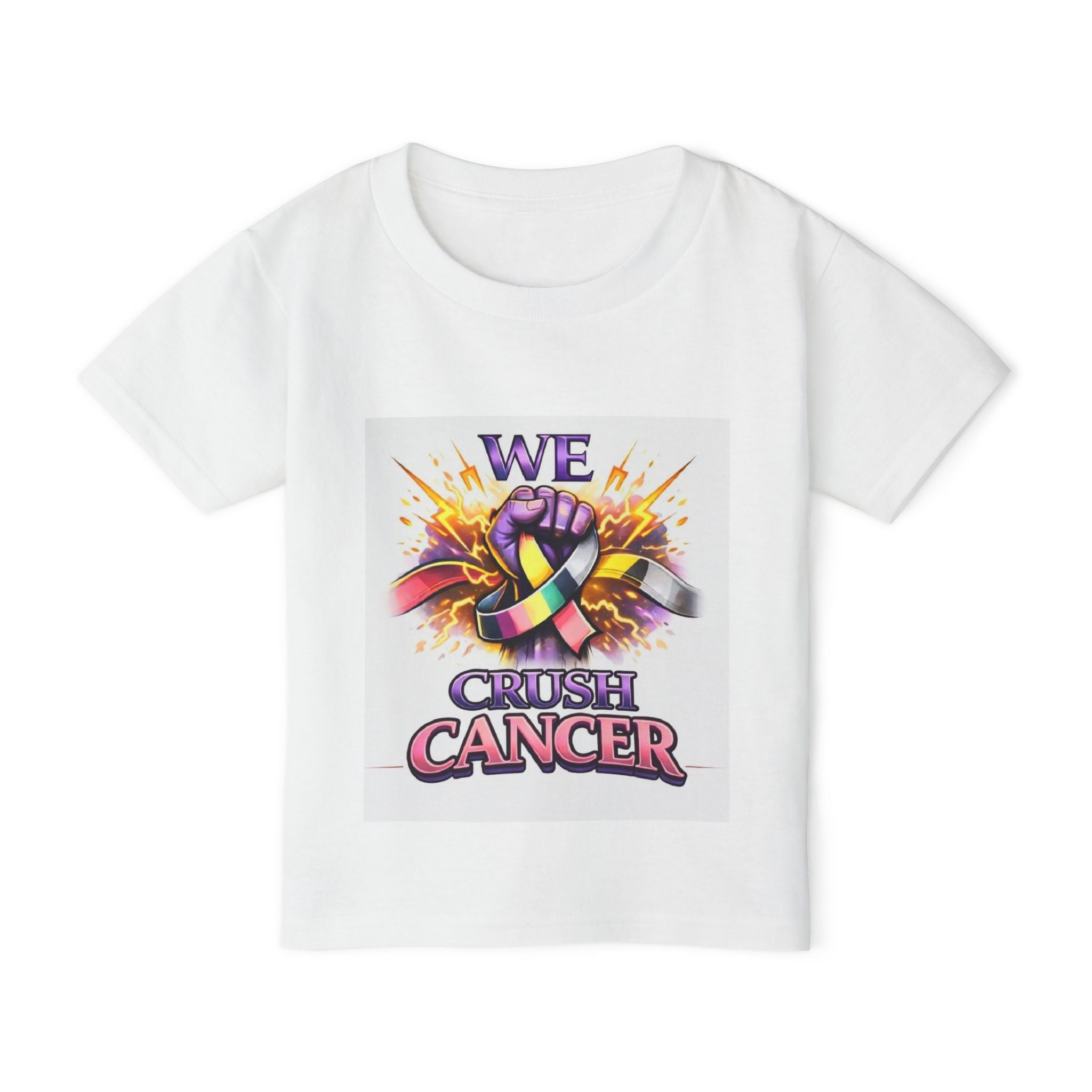 Toddler T‑Shirt — "We Crush Cancer" Awareness Tee (Back: “No one has to fight alone”)