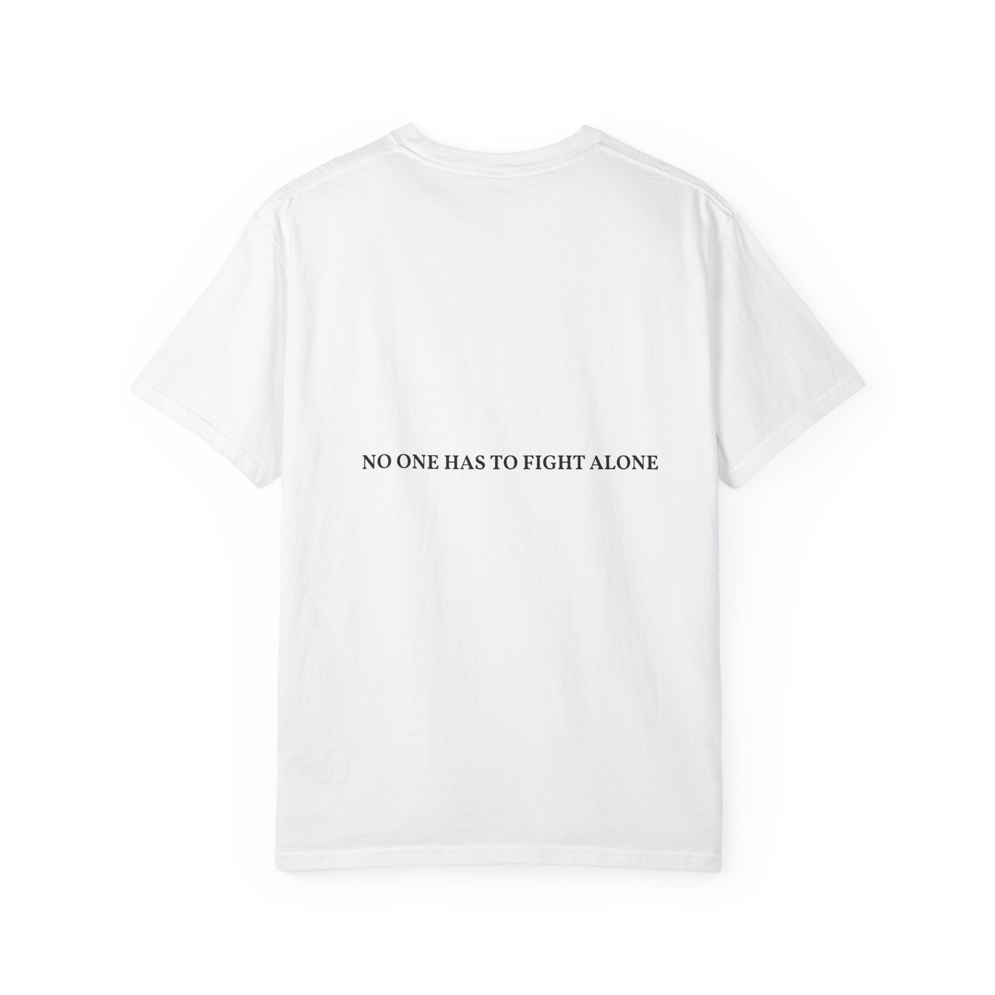 We Crush Cancer T-Shirt — Cancer Awareness Ribbon Tee ("No One Has to Fight Alone")