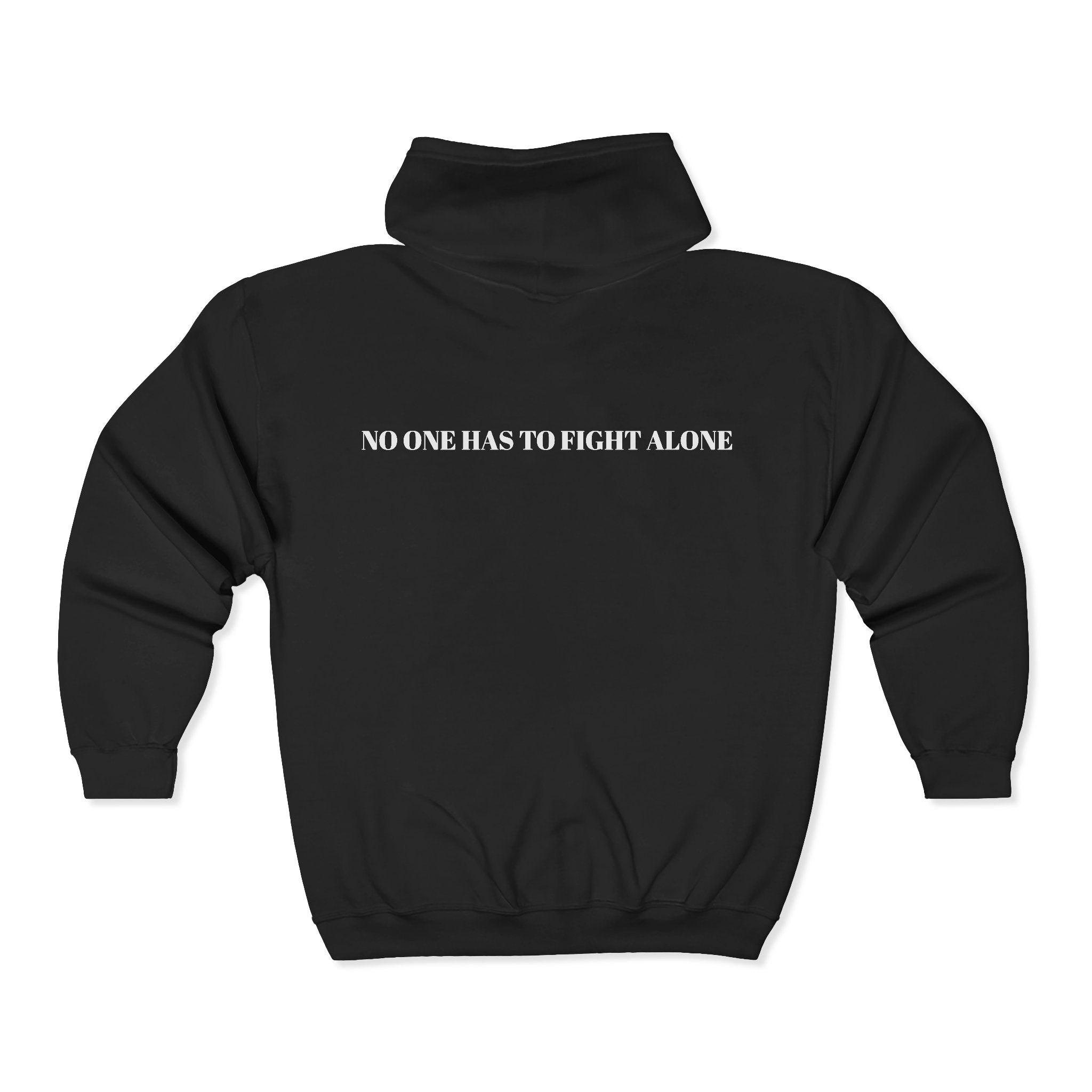 Cancer Awareness Zip Hoodie – "No One Has to Fight Alone" Support Sweatshirt