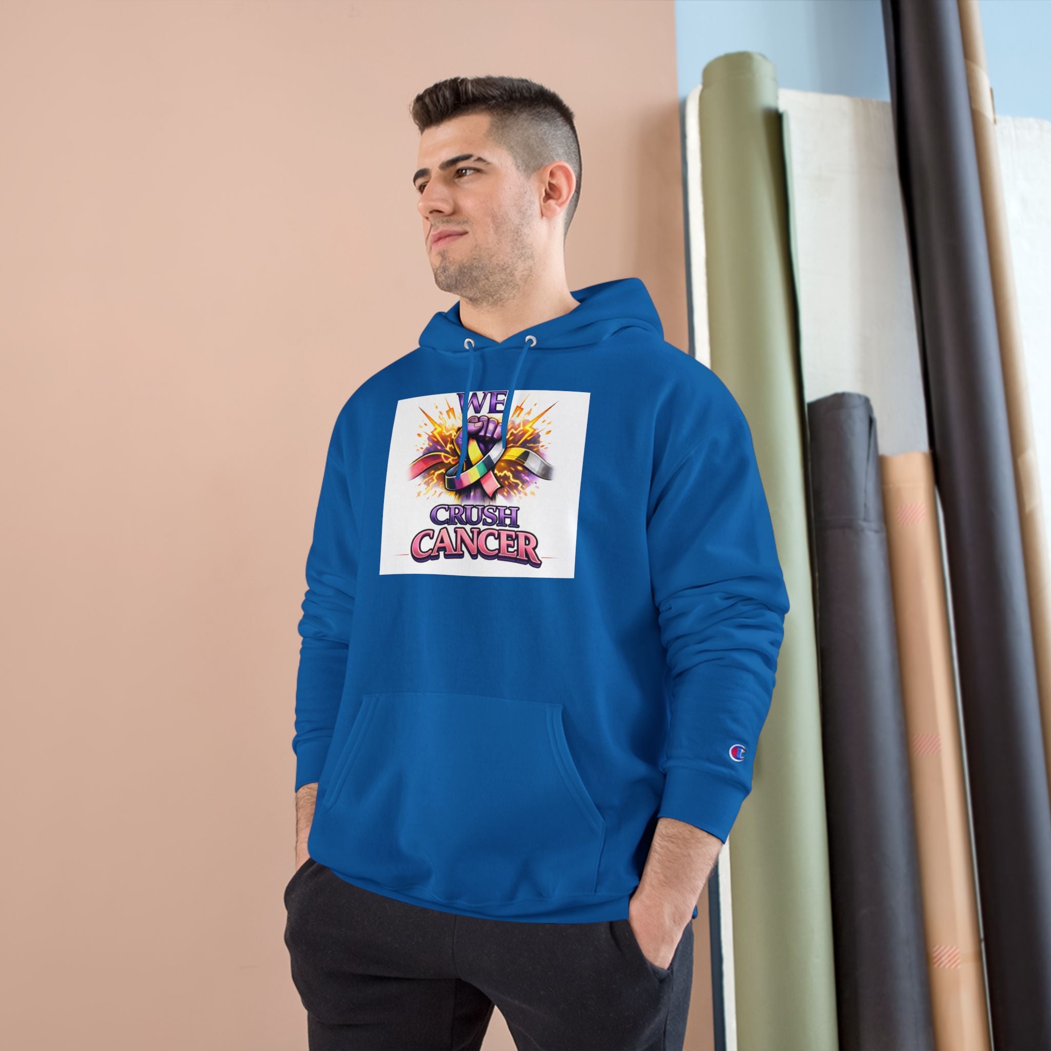 Champion Hoodie — “We Champion Cancer” Supportive Awareness Pullover