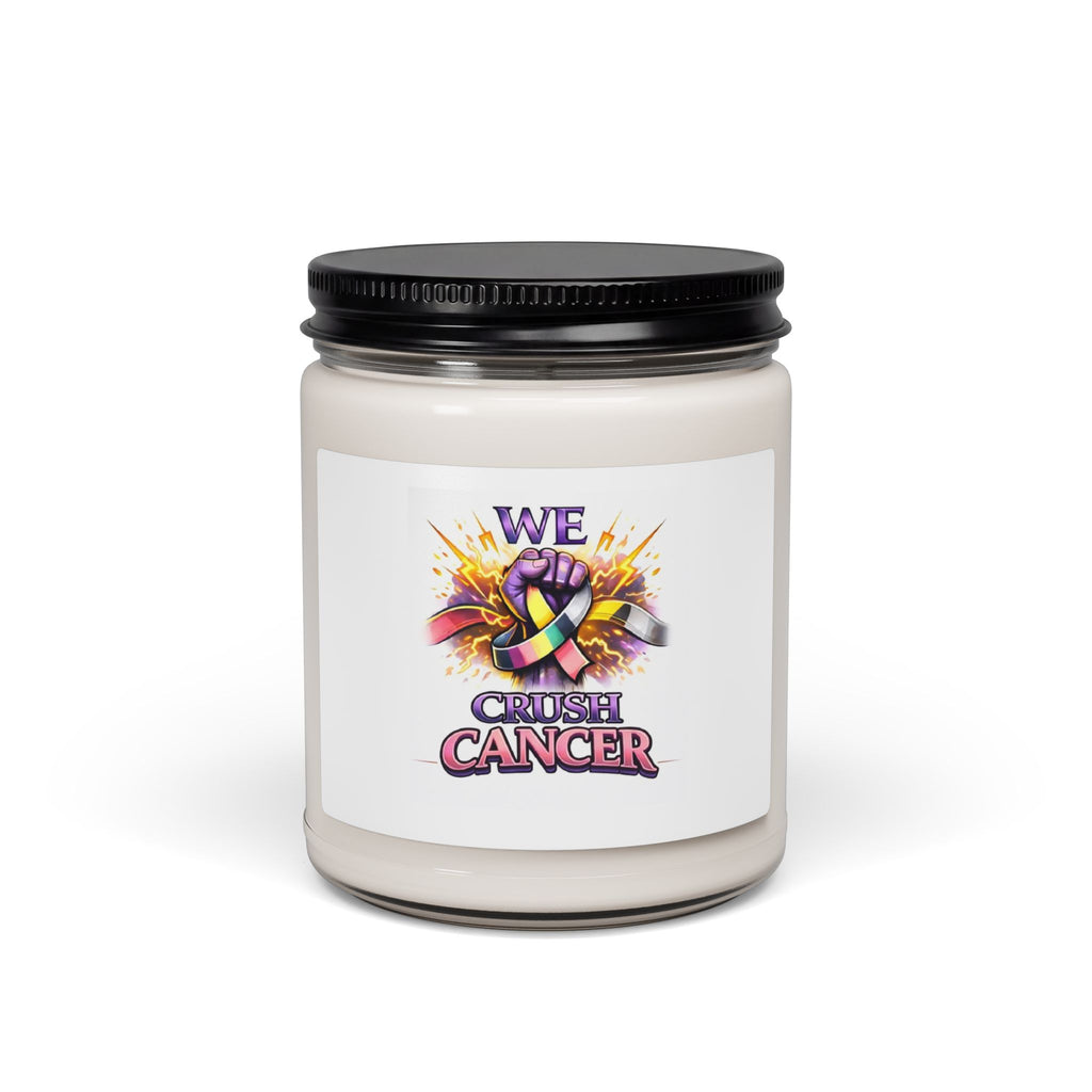 9oz Soy Candle — "We Crush Cancer" Awareness Ribbon Scented Candle (Fundraiser/Support Gift)