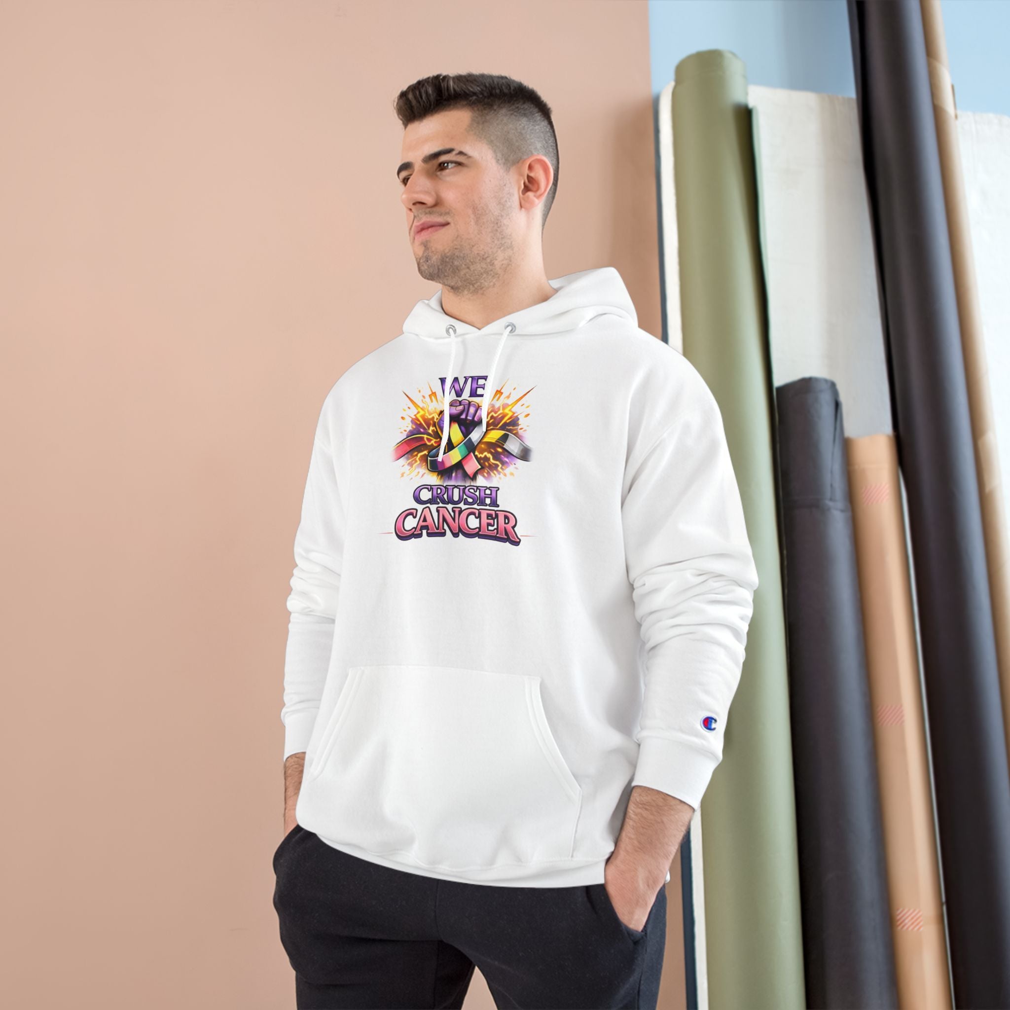 Champion Hoodie — “We Champion Cancer” Supportive Awareness Pullover