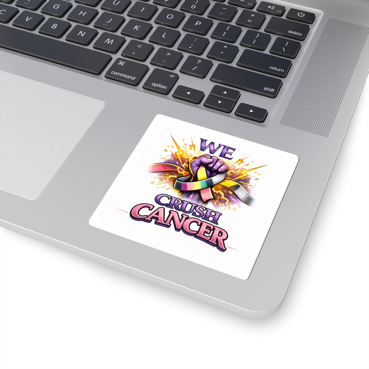 We Crush Cancer Kiss-Cut Sticker — Multi-Cancer Awareness Ribbon Support Decal