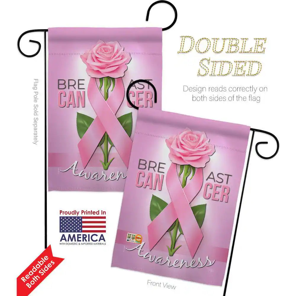13 In. X 18.5 In. Breast Cancer Awareness Garden Flag 2-Sided Support Decorative Vertical Flags