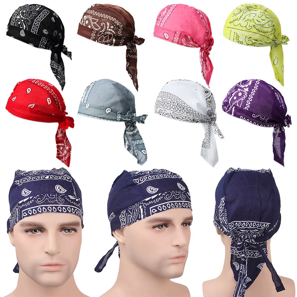2021 New Quick Dry Cotton Pirate Hat Elastic Adjustable Cancer Chemo Cap Men Women Outdoor Sport Bandana Cycling Headscarf