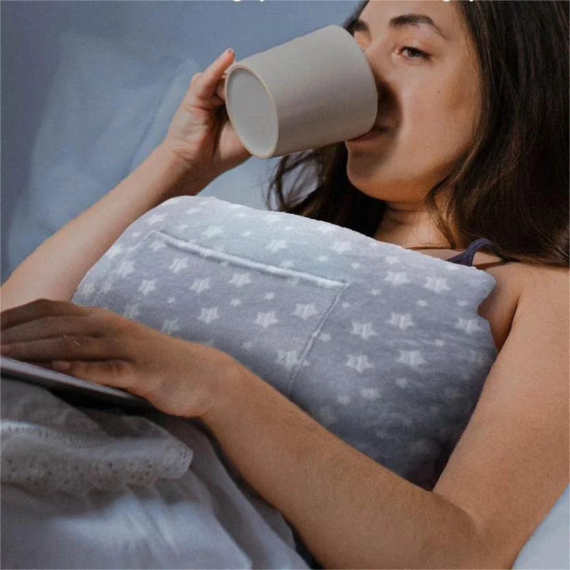 Mastectomy Pillow - Post Surgery Pillow for Breast Cancer, Recovery Breast Pillow for after Heart Surgery, Breast Reduction & Augmentation, Soft Lightweight Heart Pillow with Pockets, Grey Stars