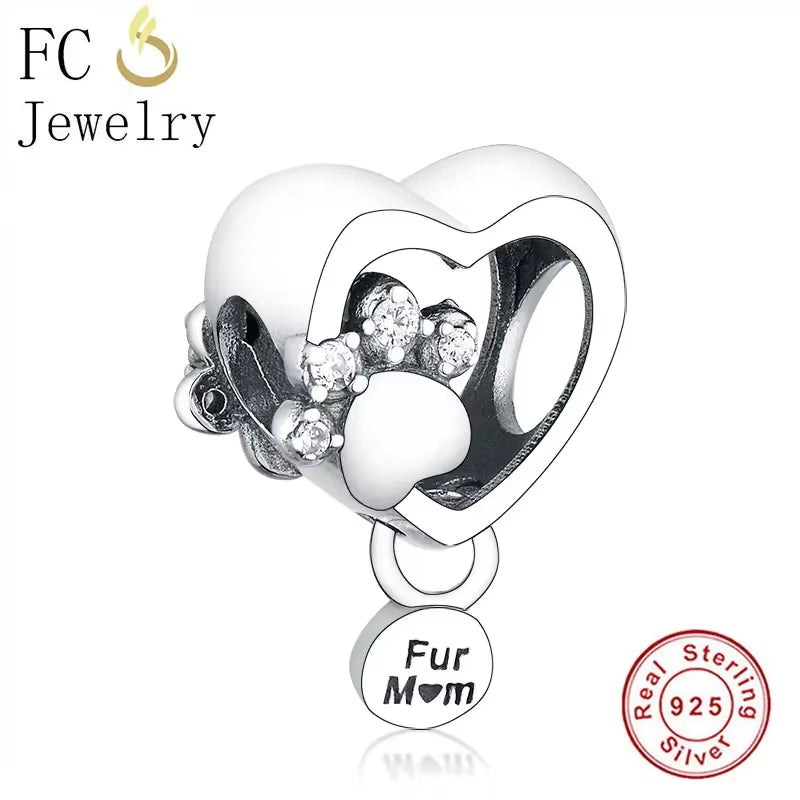 Jewelry Fit Original Brand Charms Bracelets 925 Sterling Silver Breasts Cancer Hope Ribbon Heart Family Mom Bead Women DIY