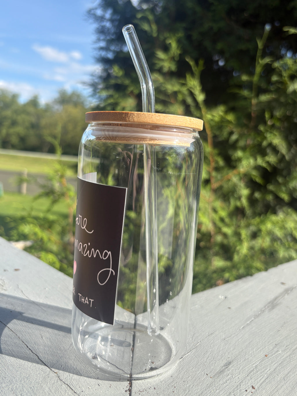 16 OZ. Aesthetic Glass Tumbler with Glass Straw