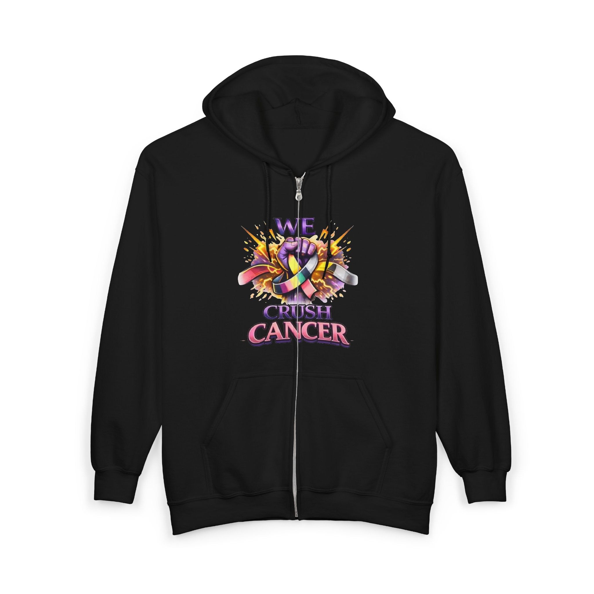 Cancer Awareness Zip Hoodie – "No One Has to Fight Alone" Support Sweatshirt