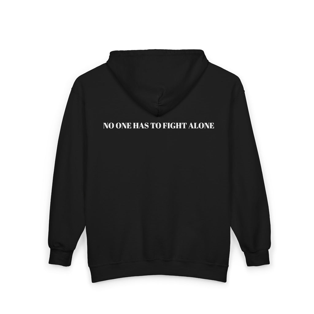 Cancer Awareness Zip Hoodie – "No One Has to Fight Alone" Support Sweatshirt