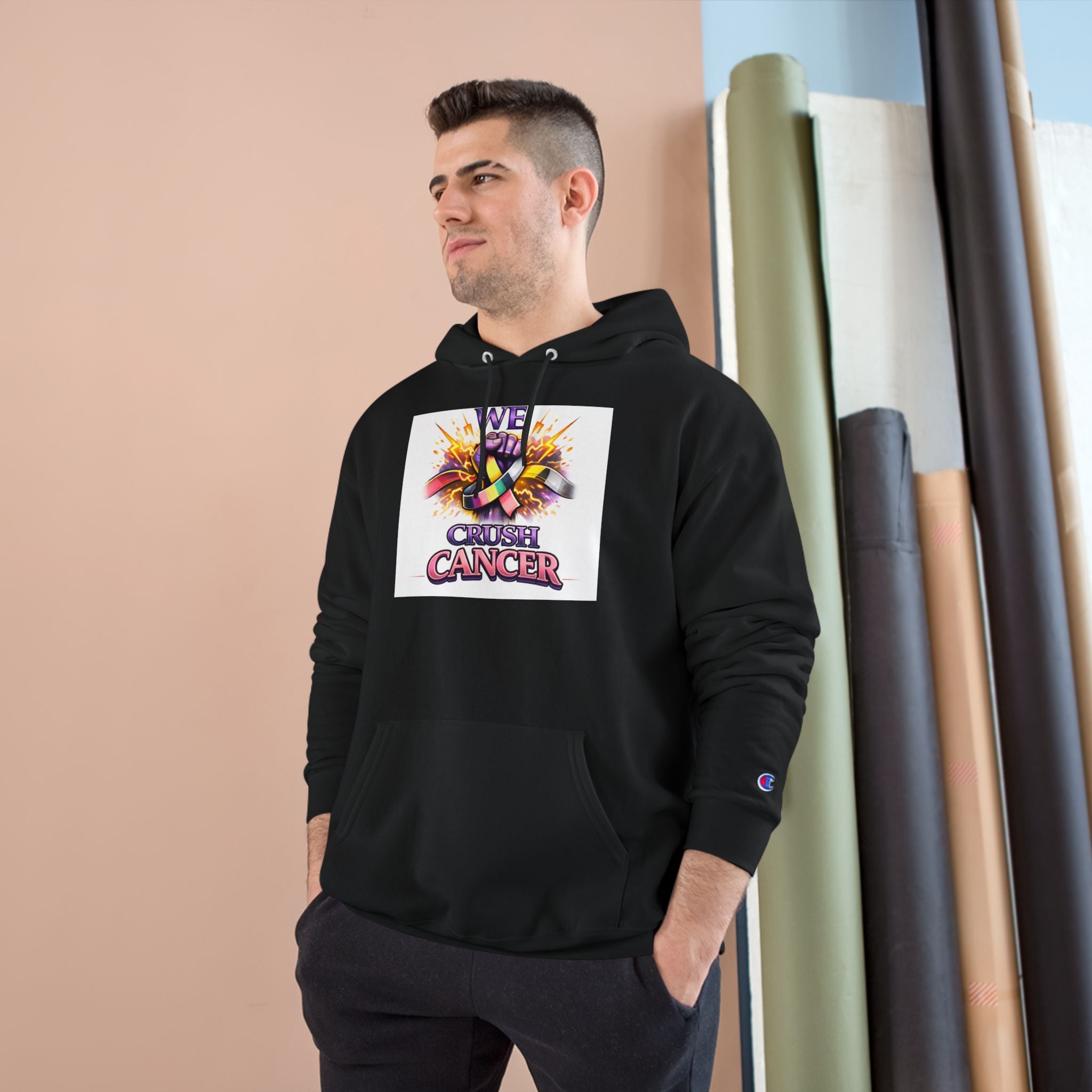Champion Hoodie — “We Champion Cancer” Supportive Awareness Pullover