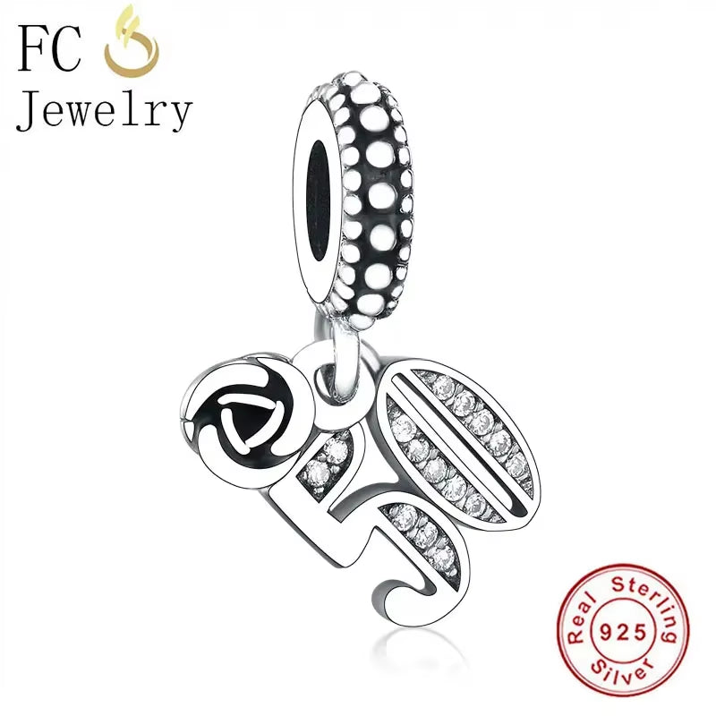 Jewelry Fit Original Brand Charms Bracelets 925 Sterling Silver Breasts Cancer Hope Ribbon Heart Family Mom Bead Women DIY