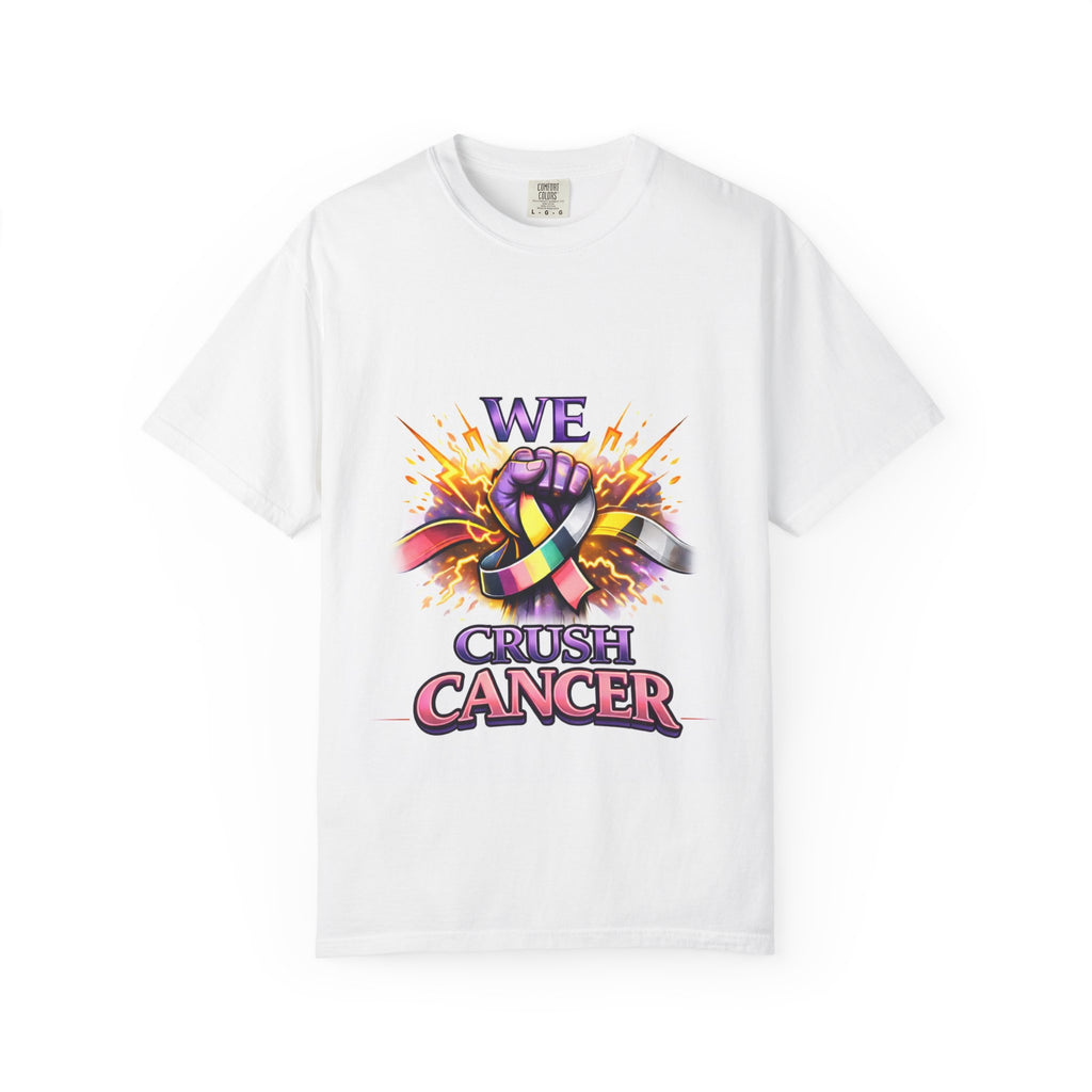 We Crush Cancer T-Shirt — Cancer Awareness Ribbon Tee ("No One Has to Fight Alone")