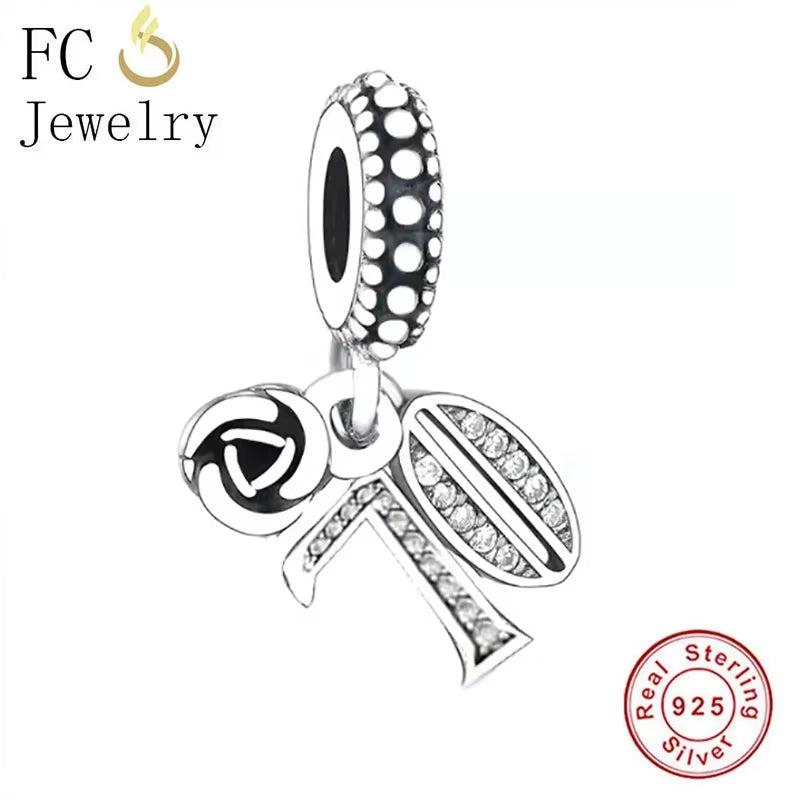 Jewelry Fit Original Brand Charms Bracelets 925 Sterling Silver Breasts Cancer Hope Ribbon Heart Family Mom Bead Women DIY