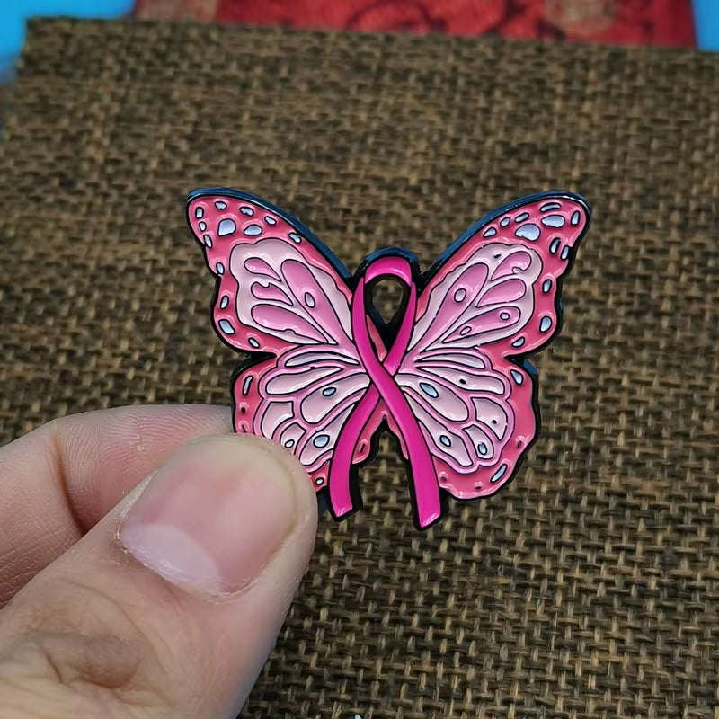 Pink Butterfly Ribbon Collection Breast Cancer Enamel Butterfly Brooches Pin Women Gift Statement Backpack Decorate Badge