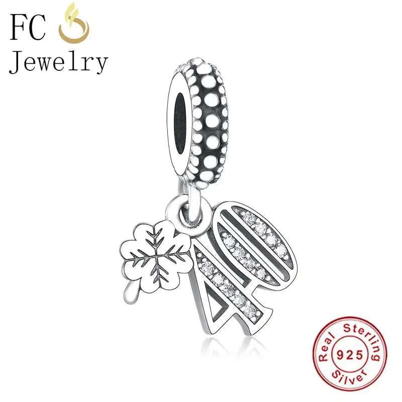 Jewelry Fit Original Brand Charms Bracelets 925 Sterling Silver Breasts Cancer Hope Ribbon Heart Family Mom Bead Women DIY