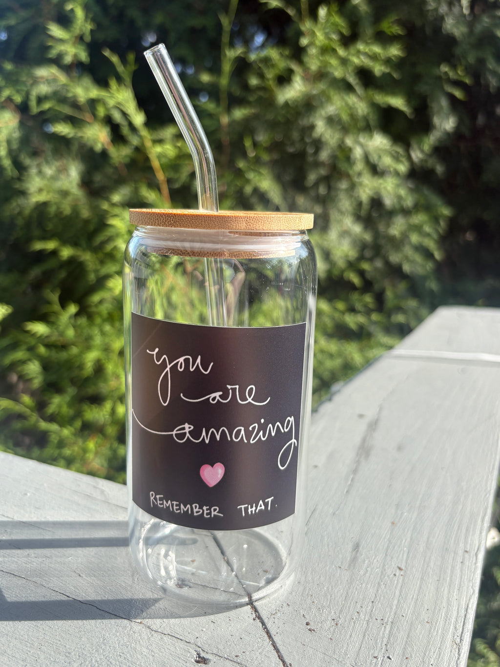 16 OZ. Aesthetic Glass Tumbler with Glass Straw
