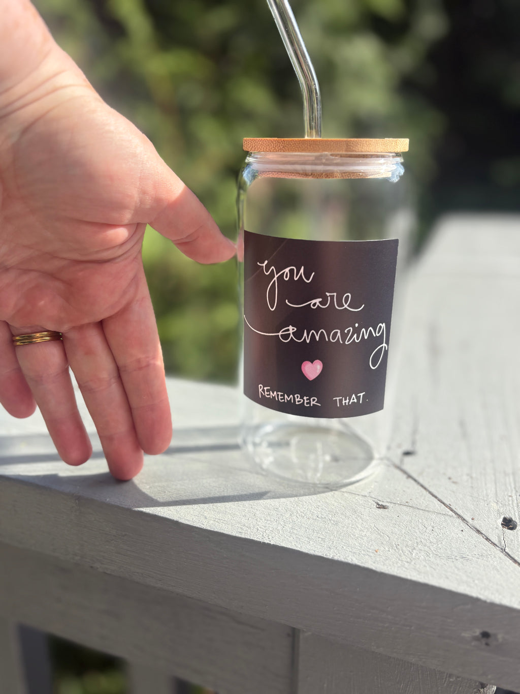 16 OZ. Aesthetic Glass Tumbler with Glass Straw