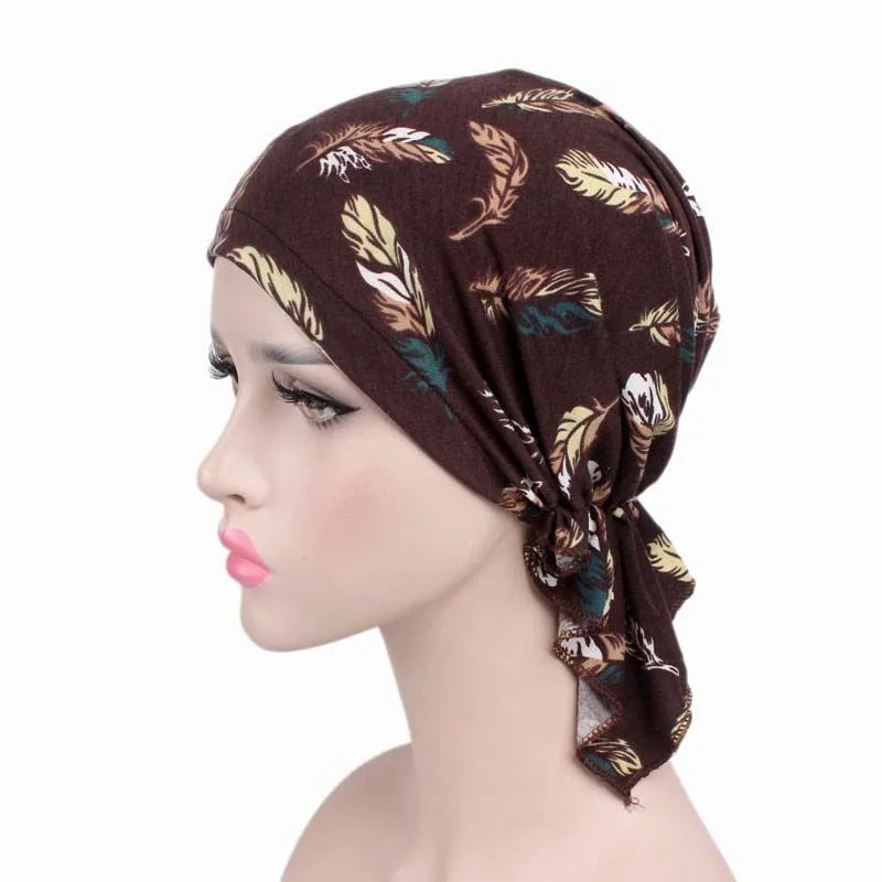 Cancer Pre-Tied Scarf Ladies Chemo Cap Women Headwear Headscarf Wrap Cancer Bandanas Hair Accessories