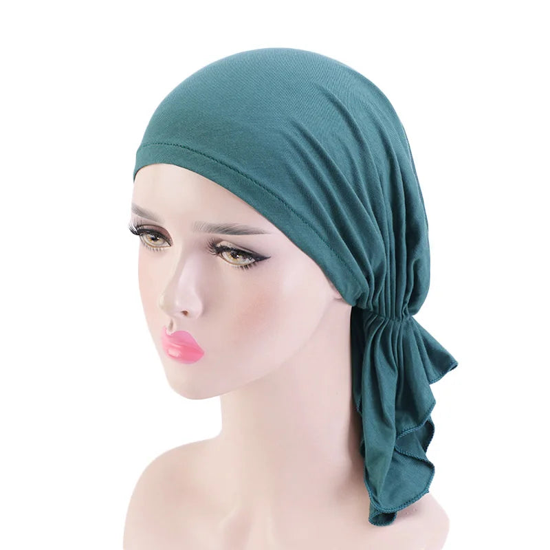 Cancer Pre-Tied Scarf Ladies Chemo Cap Women Headwear Headscarf Wrap Cancer Bandanas Hair Accessories