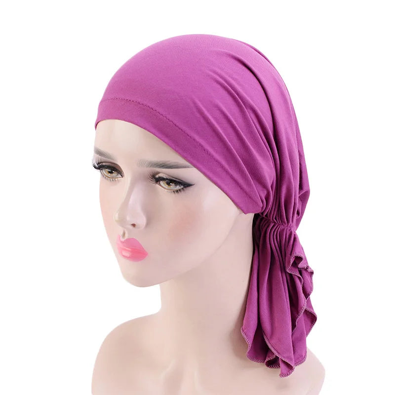 Cancer Pre-Tied Scarf Ladies Chemo Cap Women Headwear Headscarf Wrap Cancer Bandanas Hair Accessories