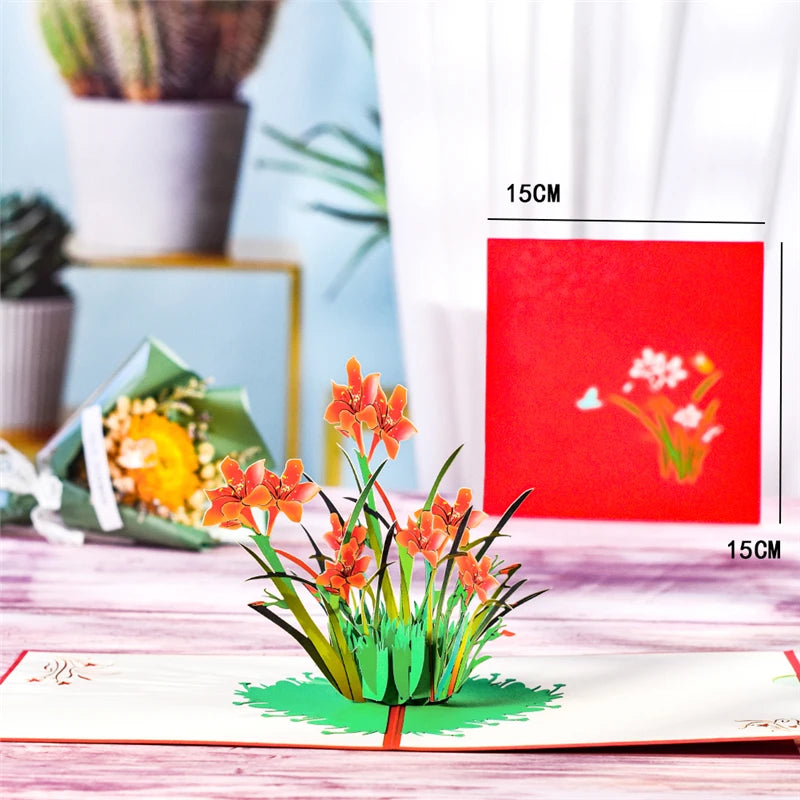 Pop-Up Flower Card Flora 3D Greeting Card for Birthday Mothers Father's Day Graduation Wedding Anniversary Get Well Sympathy