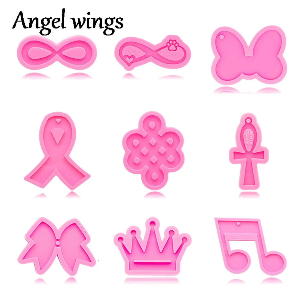 Cancer Molds!-DY0107 Silicone Bow/Breast Cancer Molds, Crown/Music notes Keychain Crafts Epoxy DIY Resin art Mold, Fondant Chocolate Cake Mold