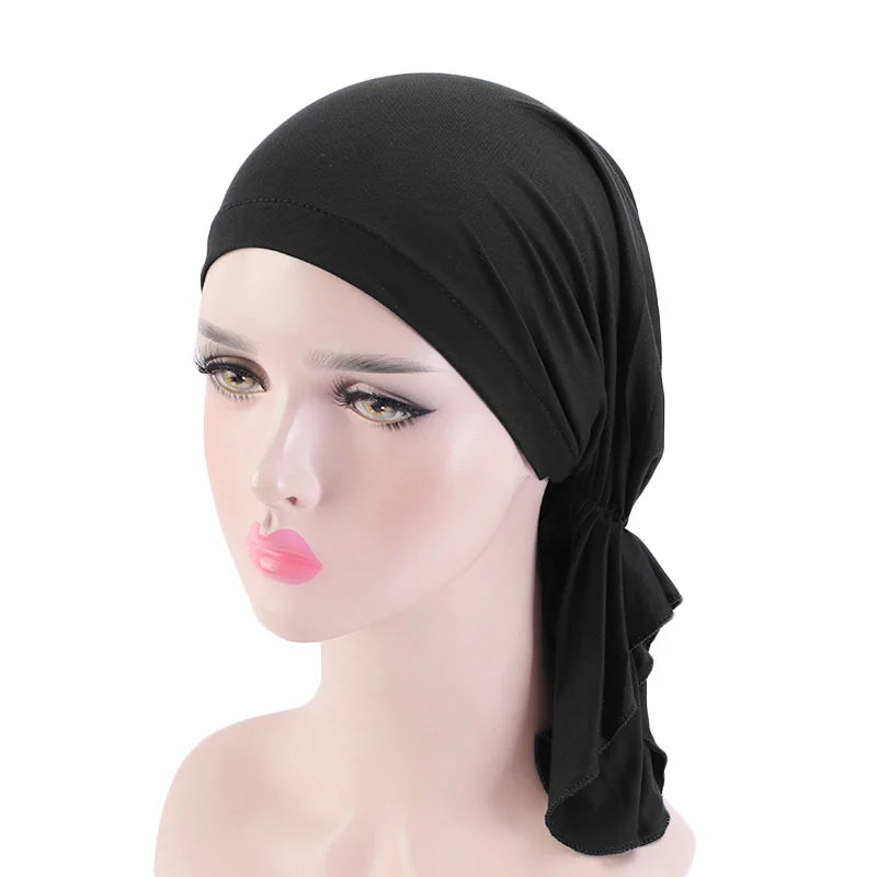 Cancer Pre-Tied Scarf Ladies Chemo Cap Women Headwear Headscarf Wrap Cancer Bandanas Hair Accessories