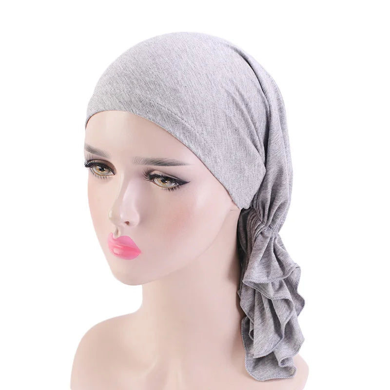 Cancer Pre-Tied Scarf Ladies Chemo Cap Women Headwear Headscarf Wrap Cancer Bandanas Hair Accessories