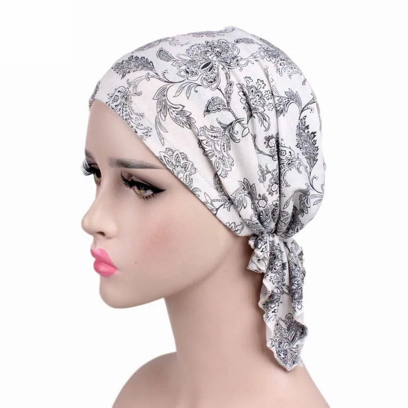 Cancer Pre-Tied Scarf Ladies Chemo Cap Women Headwear Headscarf Wrap Cancer Bandanas Hair Accessories