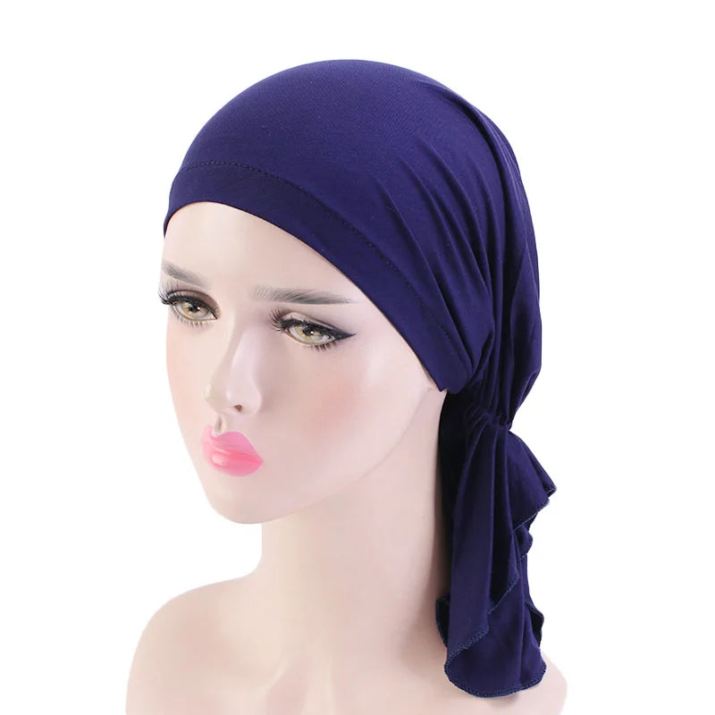 Cancer Pre-Tied Scarf Ladies Chemo Cap Women Headwear Headscarf Wrap Cancer Bandanas Hair Accessories