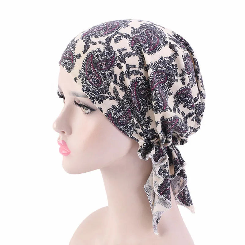 Cancer Pre-Tied Scarf Ladies Chemo Cap Women Headwear Headscarf Wrap Cancer Bandanas Hair Accessories