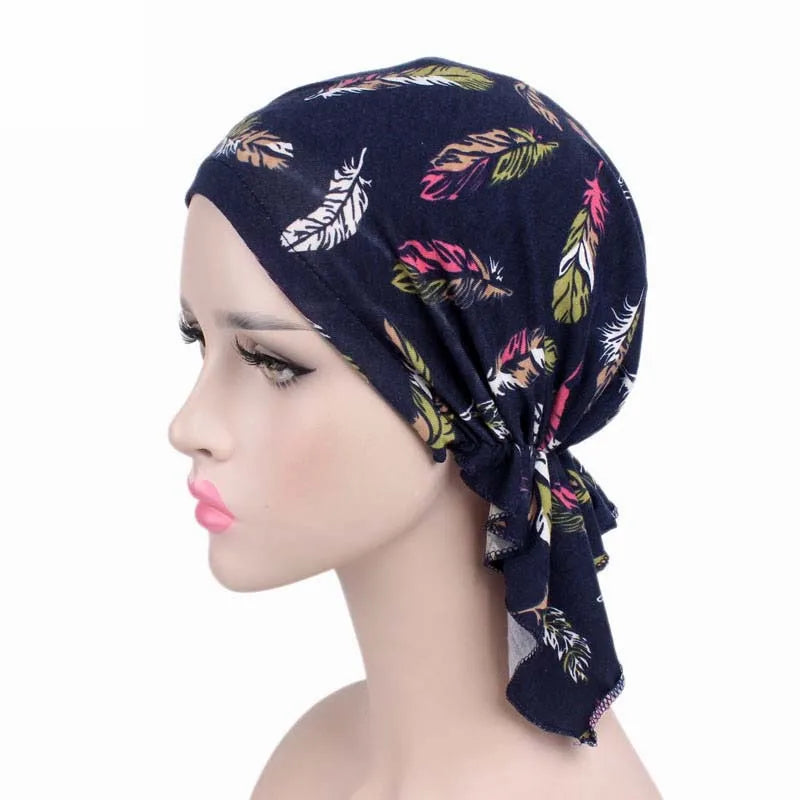 Cancer Pre-Tied Scarf Ladies Chemo Cap Women Headwear Headscarf Wrap Cancer Bandanas Hair Accessories