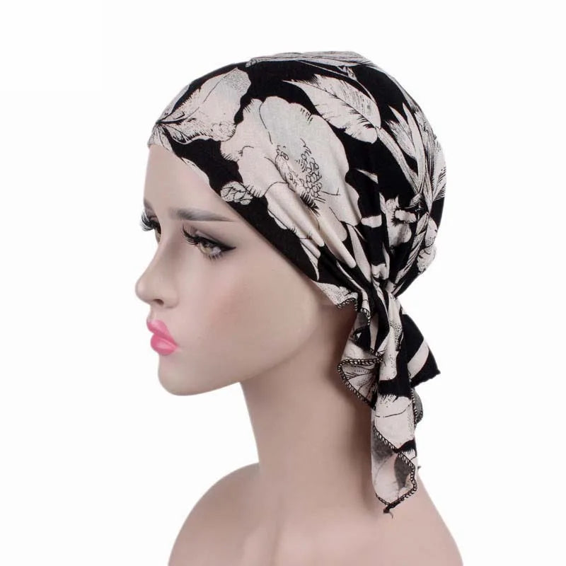 Cancer Pre-Tied Scarf Ladies Chemo Cap Women Headwear Headscarf Wrap Cancer Bandanas Hair Accessories