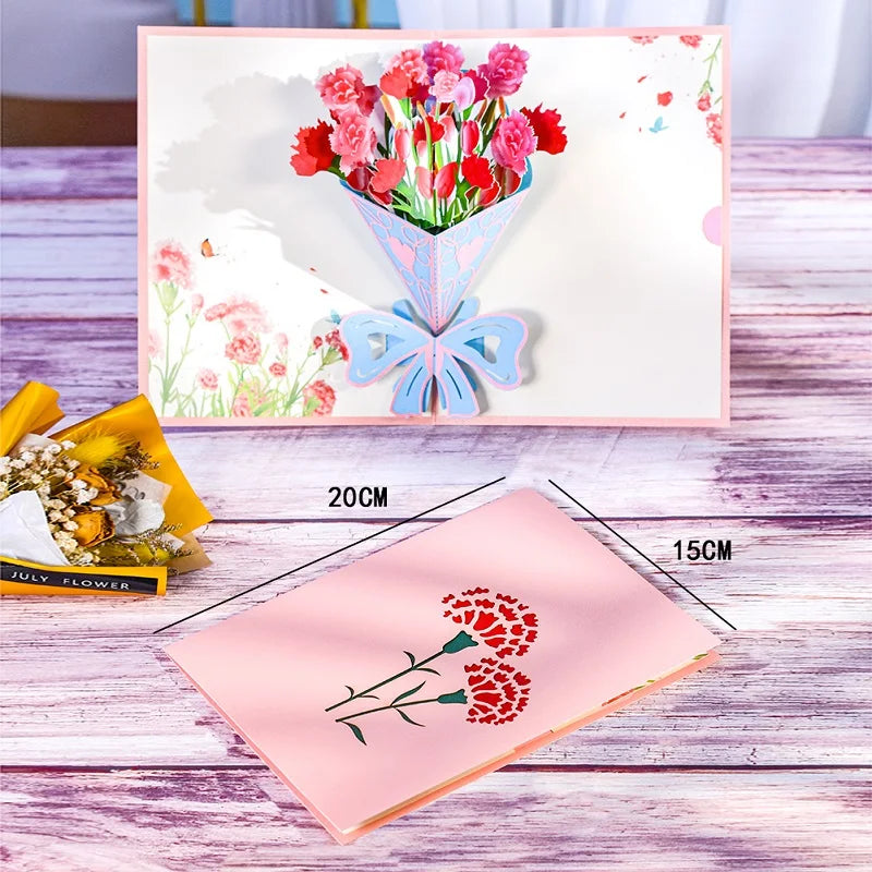 Pop-Up Flower Card Flora 3D Greeting Card for Birthday Mothers Father's Day Graduation Wedding Anniversary Get Well Sympathy
