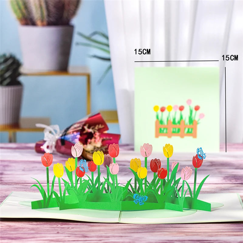 Pop-Up Flower Card Flora 3D Greeting Card for Birthday Mothers Father's Day Graduation Wedding Anniversary Get Well Sympathy