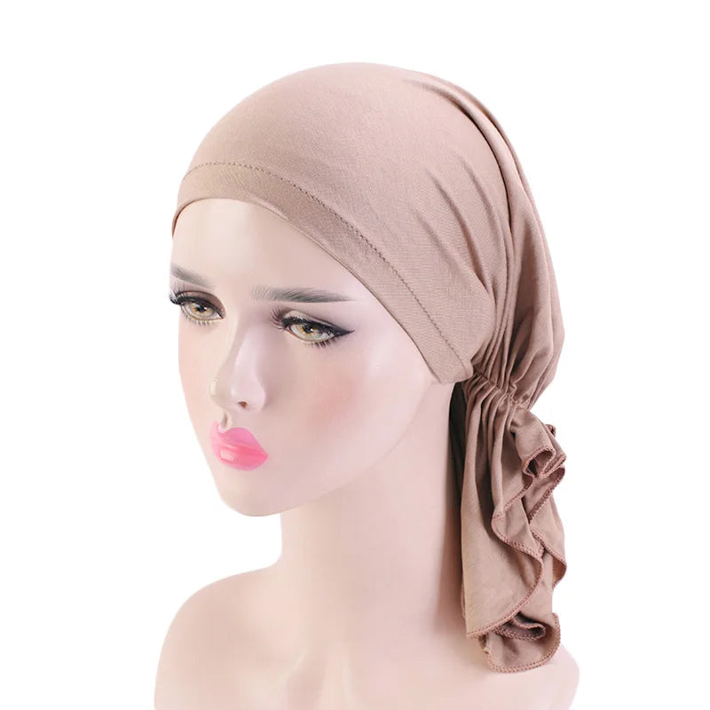 Cancer Pre-Tied Scarf Ladies Chemo Cap Women Headwear Headscarf Wrap Cancer Bandanas Hair Accessories