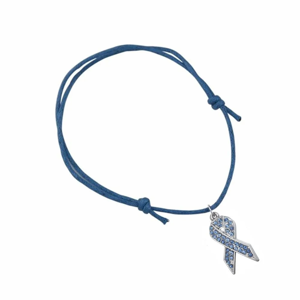 CANCER RIBBON Pink Blue Red Ribbon Bracelets Breast Cancer Awareness Charm Wax Cord Adjustable Bracelet Survive Jewelry Gift