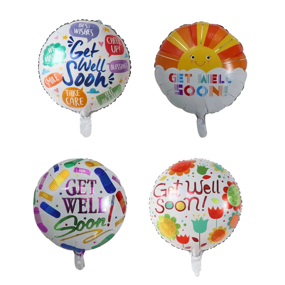 10pcs 18inch Get Well Soon Foil Balloons Best Wishes Helium Balloon For Birthday Wedding Patient's Blessing Decorations Kids Toy