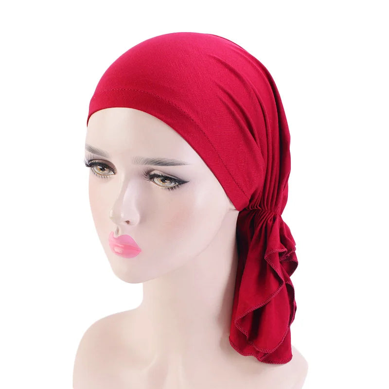 Cancer Pre-Tied Scarf Ladies Chemo Cap Women Headwear Headscarf Wrap Cancer Bandanas Hair Accessories