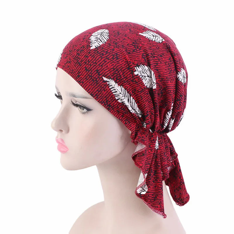 Cancer Pre-Tied Scarf Ladies Chemo Cap Women Headwear Headscarf Wrap Cancer Bandanas Hair Accessories