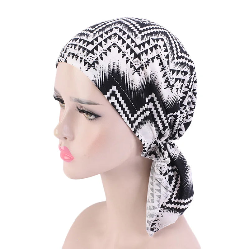 Cancer Pre-Tied Scarf Ladies Chemo Cap Women Headwear Headscarf Wrap Cancer Bandanas Hair Accessories