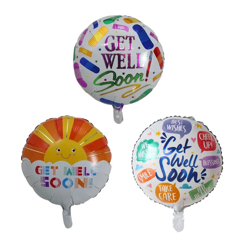 10pcs 18inch Get Well Soon Foil Balloons Best Wishes Helium Balloon For Birthday Wedding Patient's Blessing Decorations Kids Toy