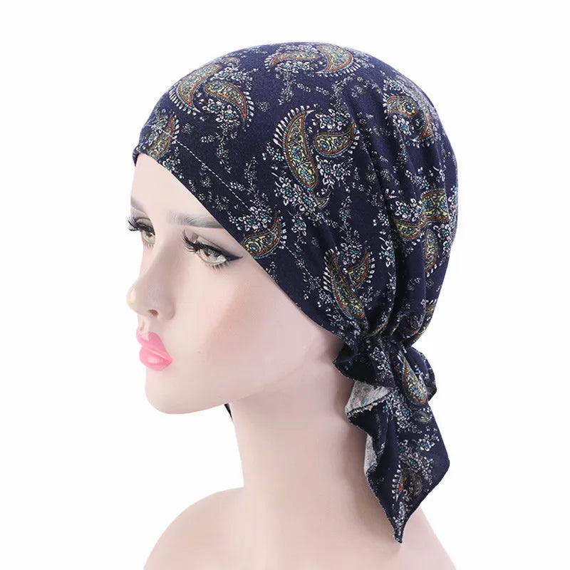 Cancer Pre-Tied Scarf Ladies Chemo Cap Women Headwear Headscarf Wrap Cancer Bandanas Hair Accessories