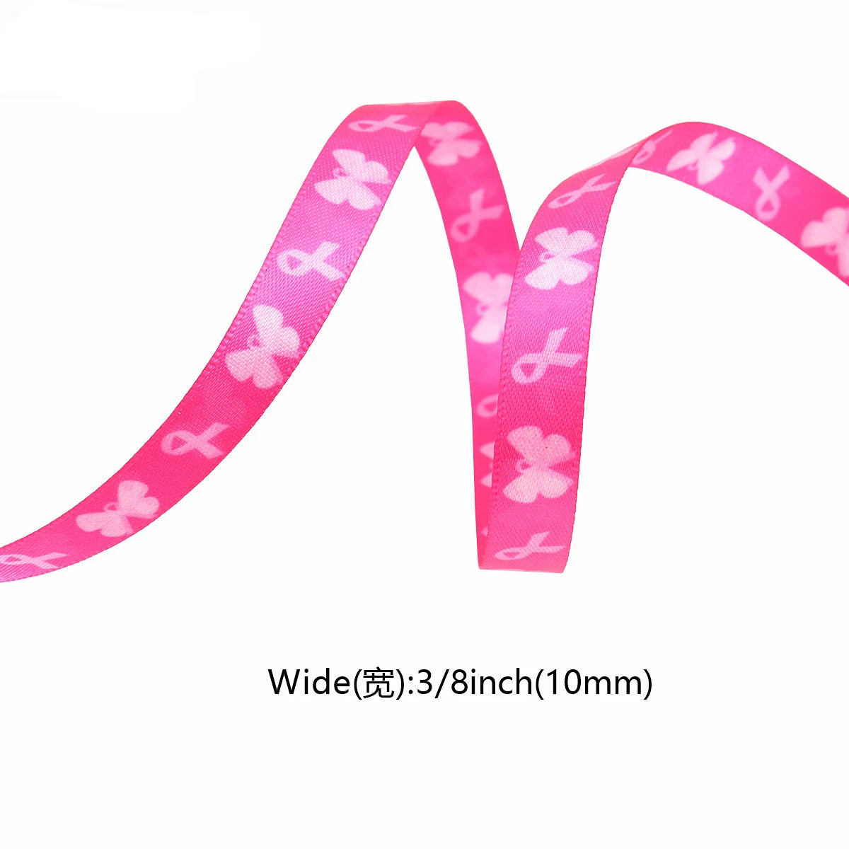 Breast Cancer Awareness Ribbon Pink Ribbon Printed Crafts Decorations Gift Wrapping Sewing
