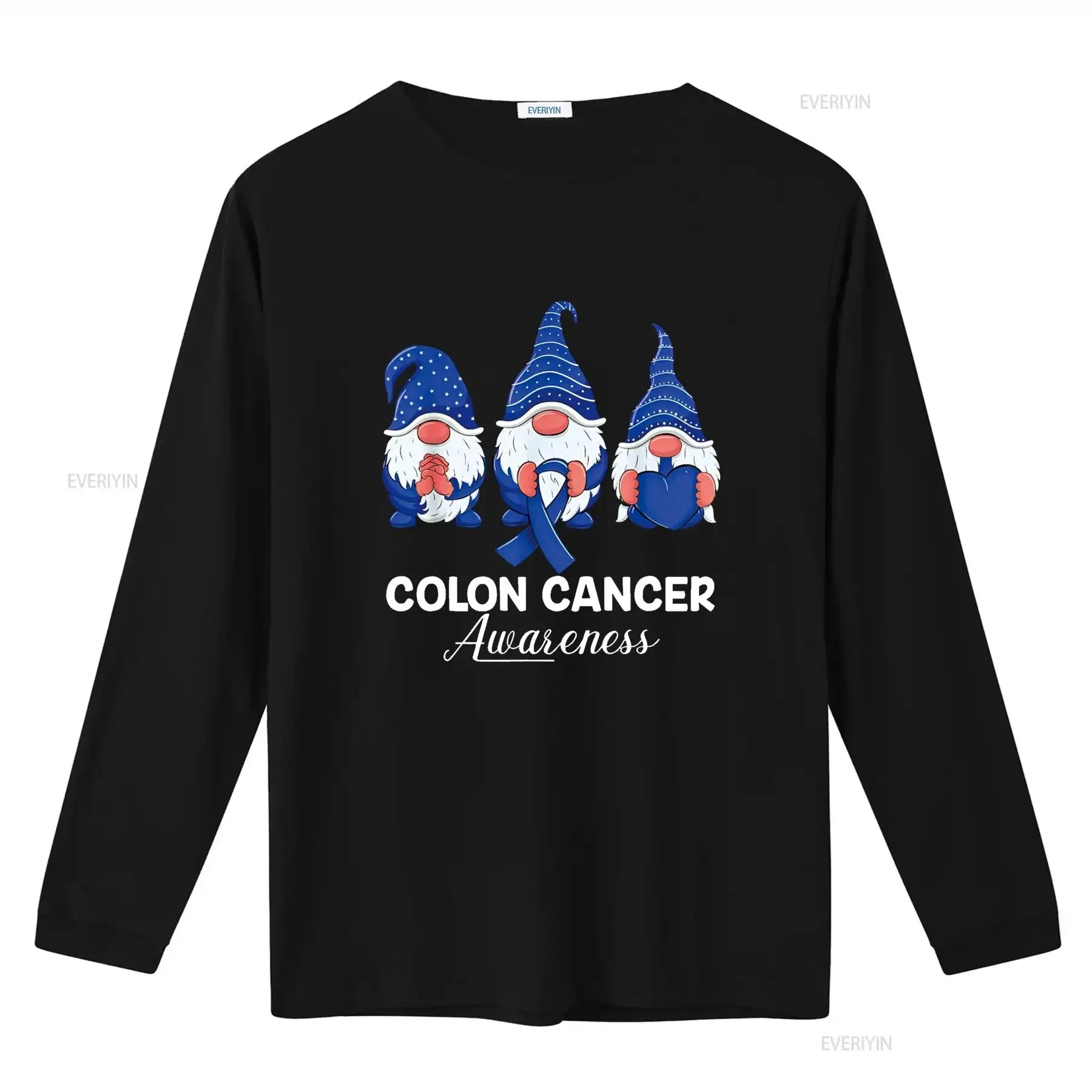 Colon Cancer Support gnomes with ribbon; Colorectal Awareness T Shirt vintage Washed Stretched graphic Top For Everyday Wear