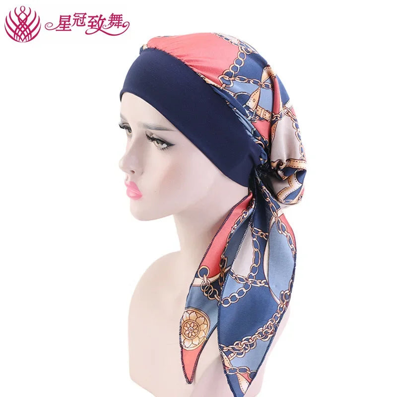 Elastic Wide-Band Boho Print Head Scarf, Sleep Cap & Hair Wrap for Women