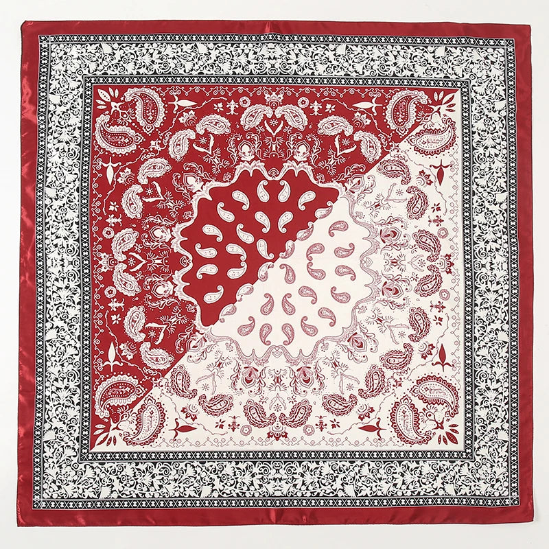 Satin Square Scarf Women  Elegant 2025 Print Silk Neckerchief Shawl Wraps Headband Handle Hair Accessories Bandana