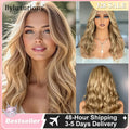 Byluxurious Highlight Misty Moon Gilded Balayage 100% Virgin Hair Wig 190% Density Beachy Waves 13x4 Upgrade Nude Color Lace Wig