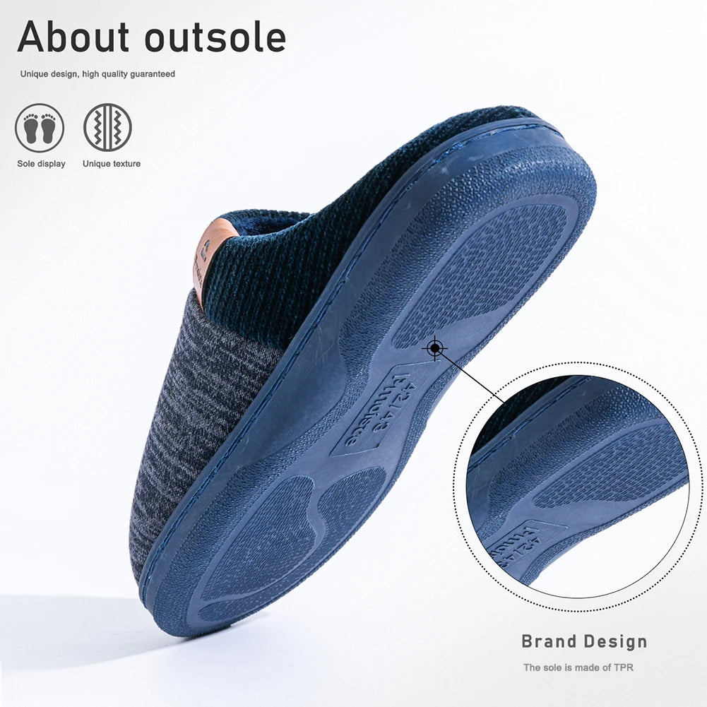 AFTER TREATMENT SOFT MALE SLIPPERS -Knitted Patchwork House Shoes Men memory foam, Warm Soft TPR Cushion Memory Foam Designer Luxury Home Slippers Non-slip Winter Indoor